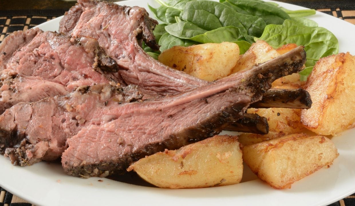 Roast Rack of Mutton with Potatoes, Anchovies and Garlic recipe ESSE