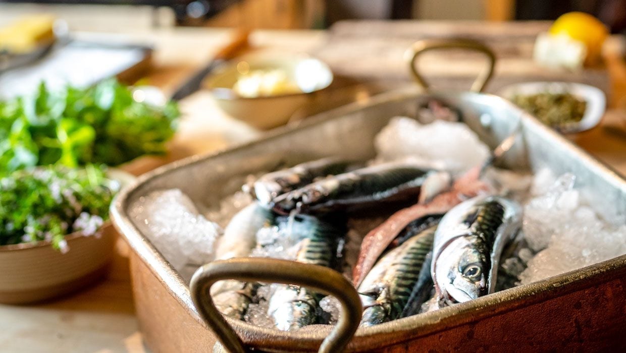 Pan Fried Mackerel, Labneh, Baby Gem, Salsa Verde