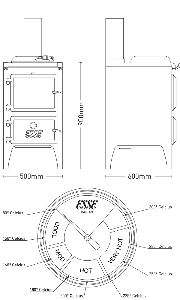 Bakeheart Dimensions line drawiing