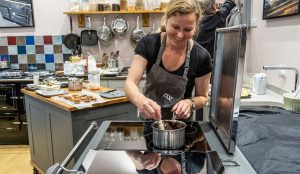 Phillipa of Bluebell Farm Cookery School cooking on an ESSE 990 ELX range cooker