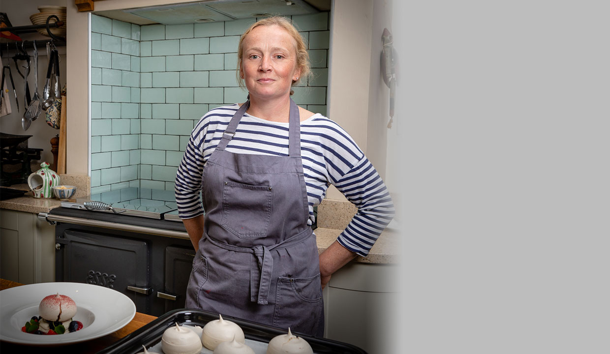 Dominique Ashford head pastry chef cooking ESSE 990 ELX Range Cooker