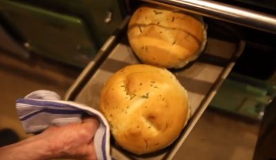 ESSE baked crispy wild garlic bread