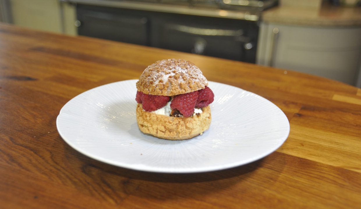 ESSE baked ruity, creamy choux buns with a crunchy ‘cracklin’ topping