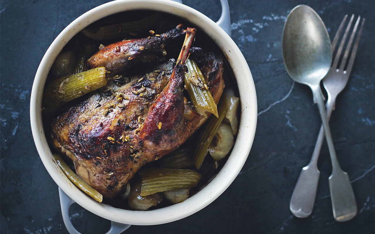 Pot roast pheasant with celery recipe ESSE