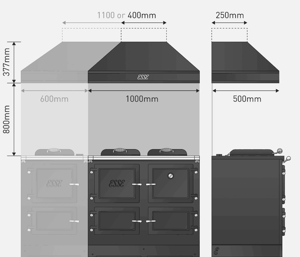 esse extraction hoods dimensions
