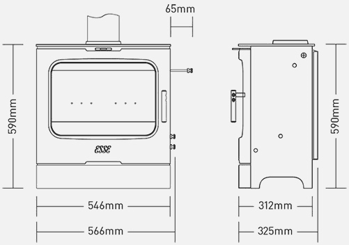 175 woodburning stove dimensions