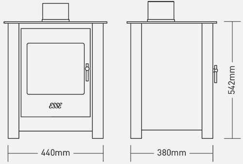 525 woodburning stove dimensions
