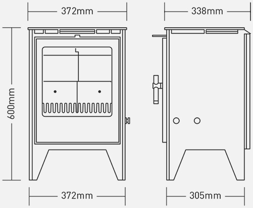 550 woodburning stove dimensions