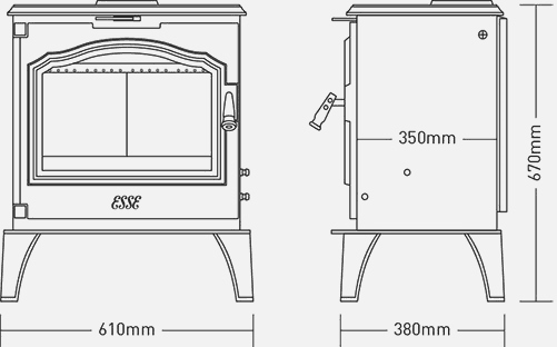 705 woodburning stove dimensions