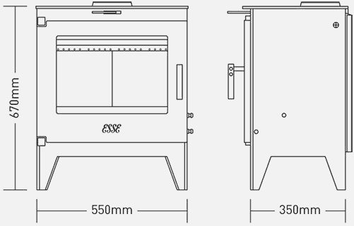 755 woodburning stove dimensions