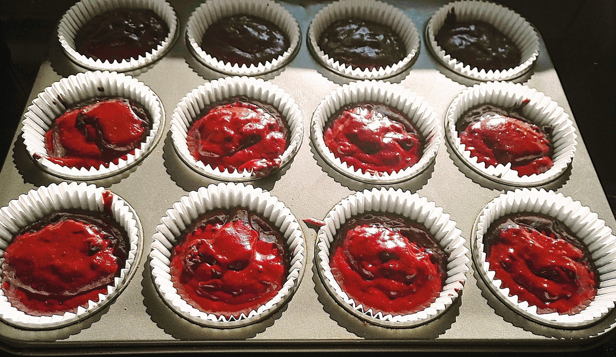 before baking beetroot muffins