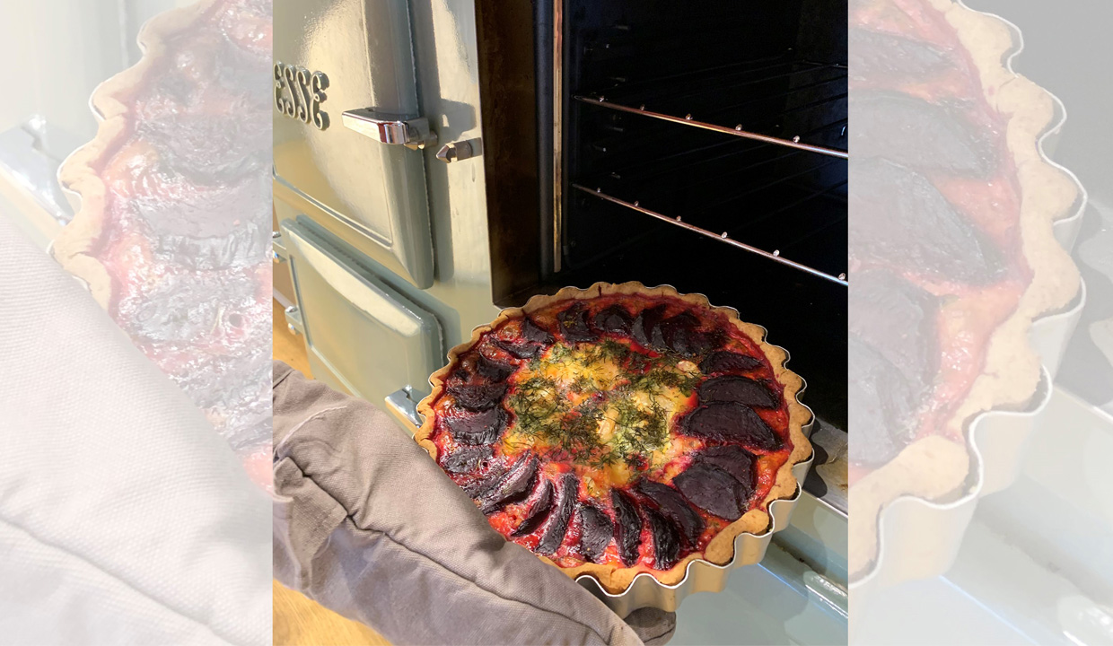 esse baked Beetroot goats cheese and dill tart