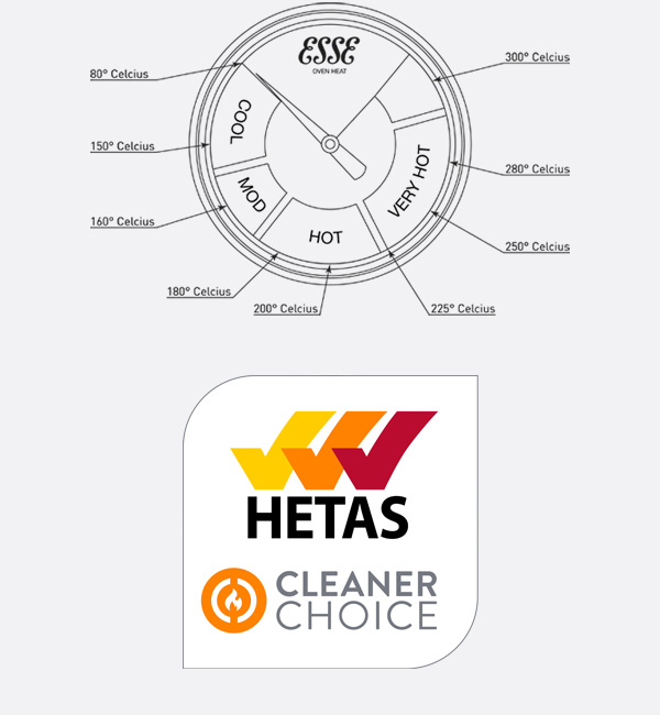 ironheart temperature dial and hetas cleaner choice approved logo