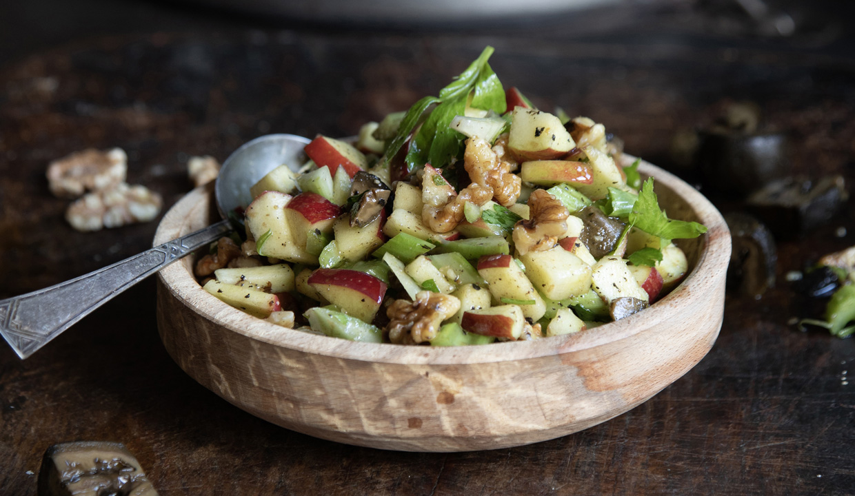 ESSE made Waldorf salad with pickled walnuts
