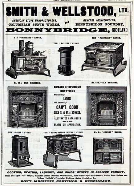 smith and wellstood advert of stoves