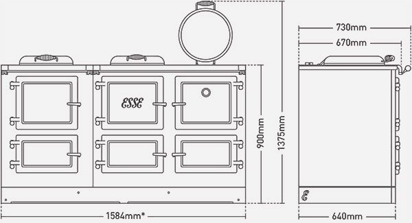 1600 T Line Drawing dimensions