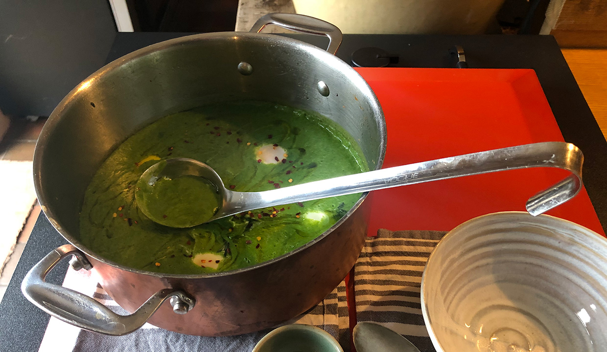 esse made wild garlic soup and baked eggs