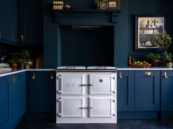 ESSE 1000 X White lids down blue kitchen